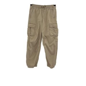 GAP Kids Beige Cargo Pants Size L (10) Drawstring Waist‎ Utility Pockets